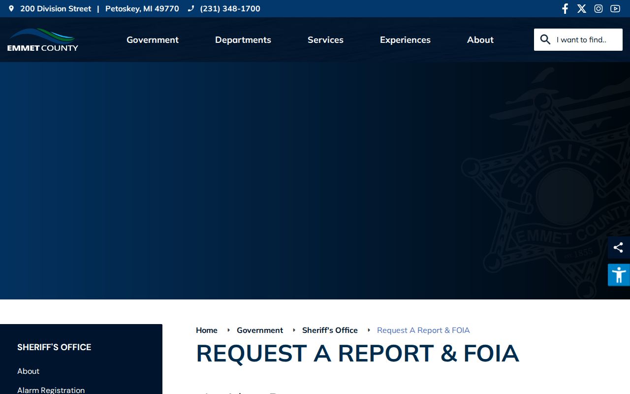 Emmet County arrest report and Sheriff FOIA request instructions