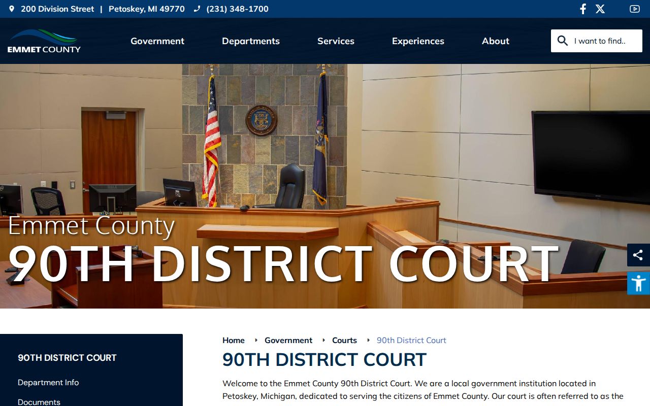 Emmet County criminal court case information for the 90th District Court