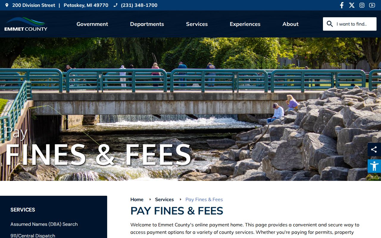 Emmet County court case fines and fees payment information