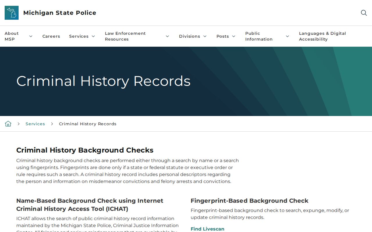 Emmet County criminal history Michigan State Police overview